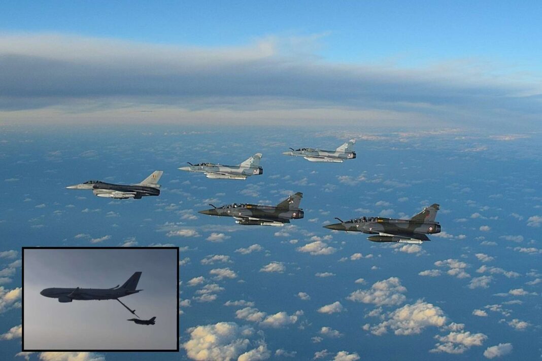 Belgian F-16s and French Mirage 2000 Jets